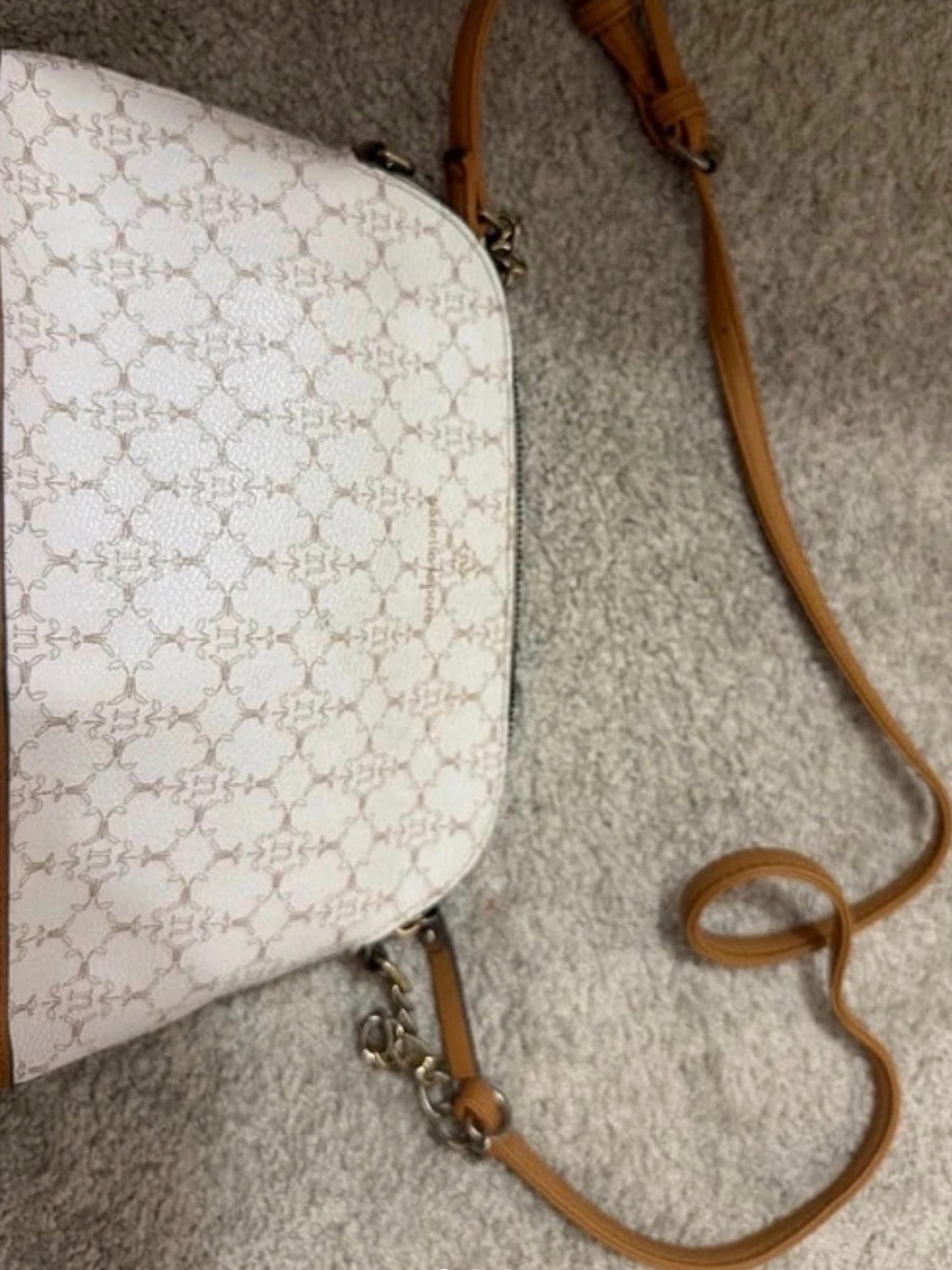 Nanette Lepore White Crossbody with Tan Strap